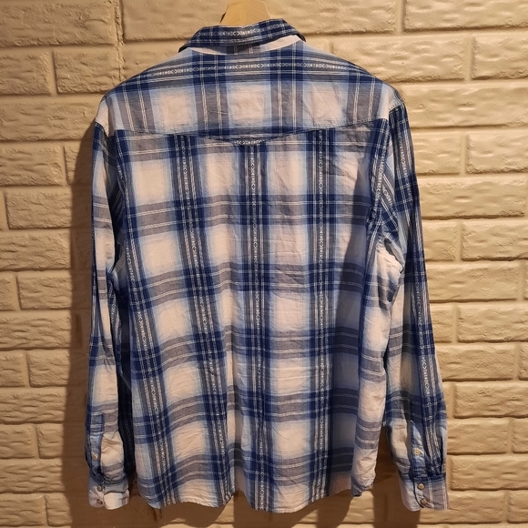 Lucky Brand Western Pearl Snap Shirt Mens XXL 2XL Blue Plaid Southwest Cowboy - Picture 9 of 11